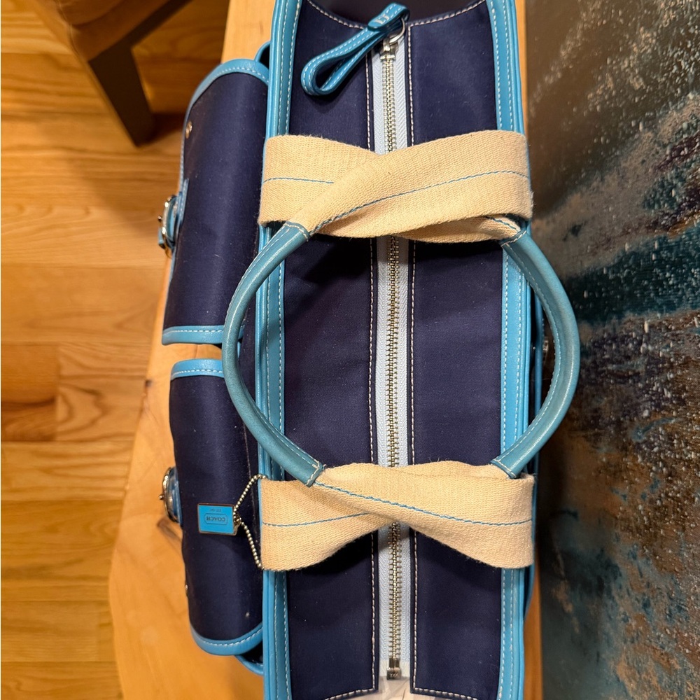 Coach Hamptons Twill Garden Tote Bag #6734 - Deep Marine Navy Blue - Picture 6 of 16